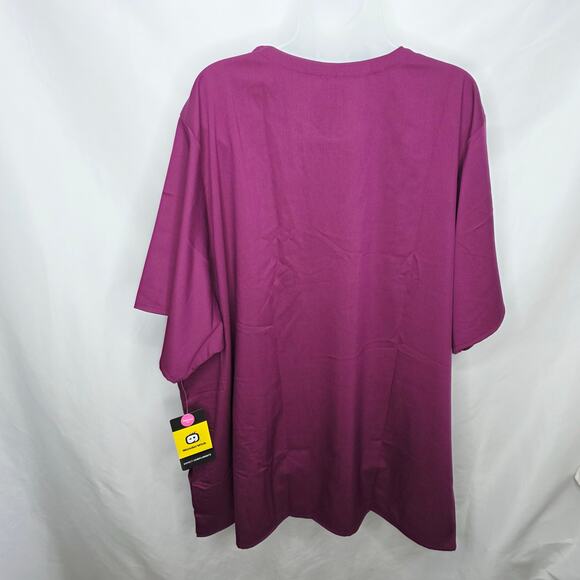 Wonder Wink Women's 4-Pocket V-Neck Short Sleeve Scrub Top #6319 Wine Color 5XL - Picture 2 of 15